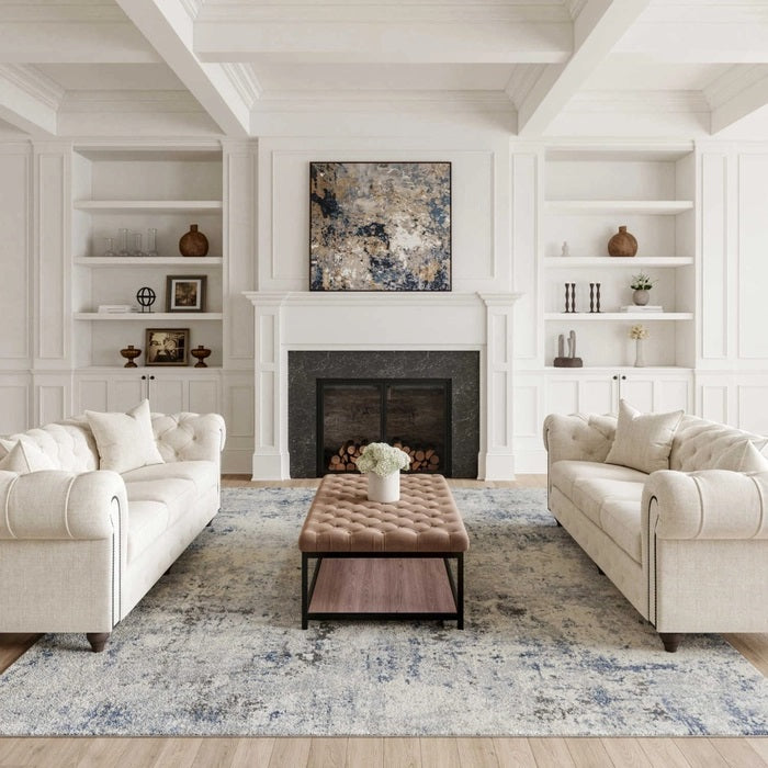 RUSTIC TEXTURES RUS07 IVORY/GREY-BLUE